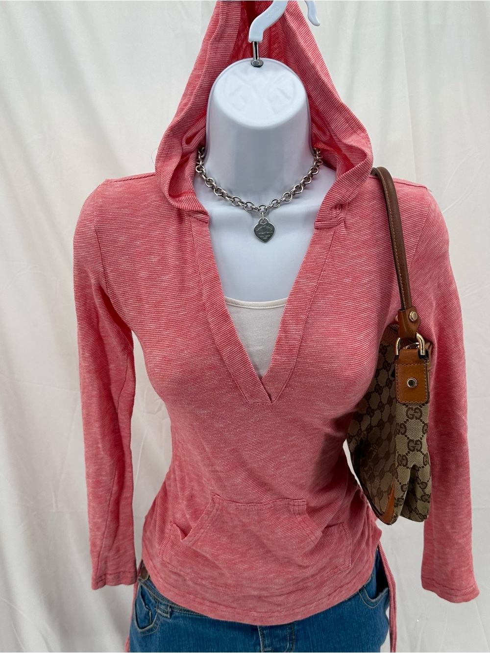 Coquette 2000s Hooded Long Sleeve Layered Top